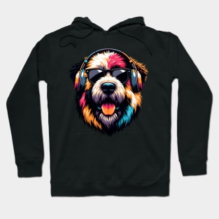 Grinning Bouvier des Flandres as Smiling DJ with Headphones Hoodie